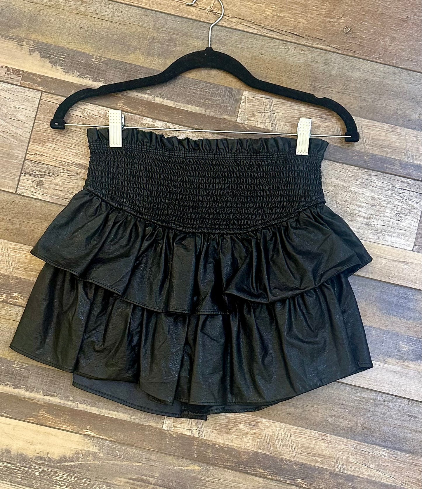 Mustard Seed Black Leather Skirt Sz S