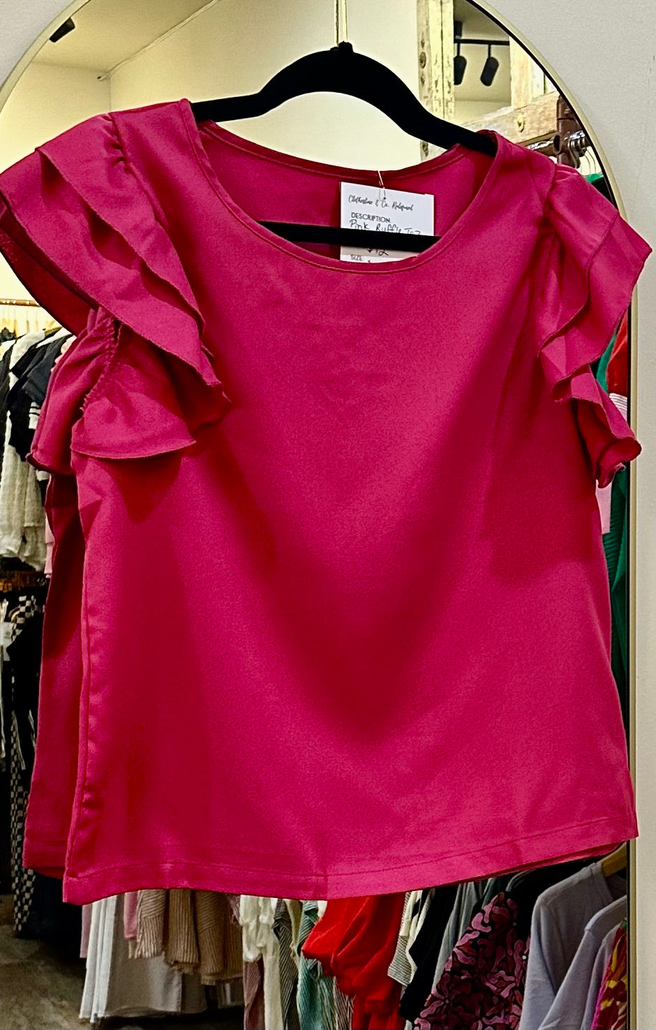 Fuschia Ruffle Sleeve Top Sz S