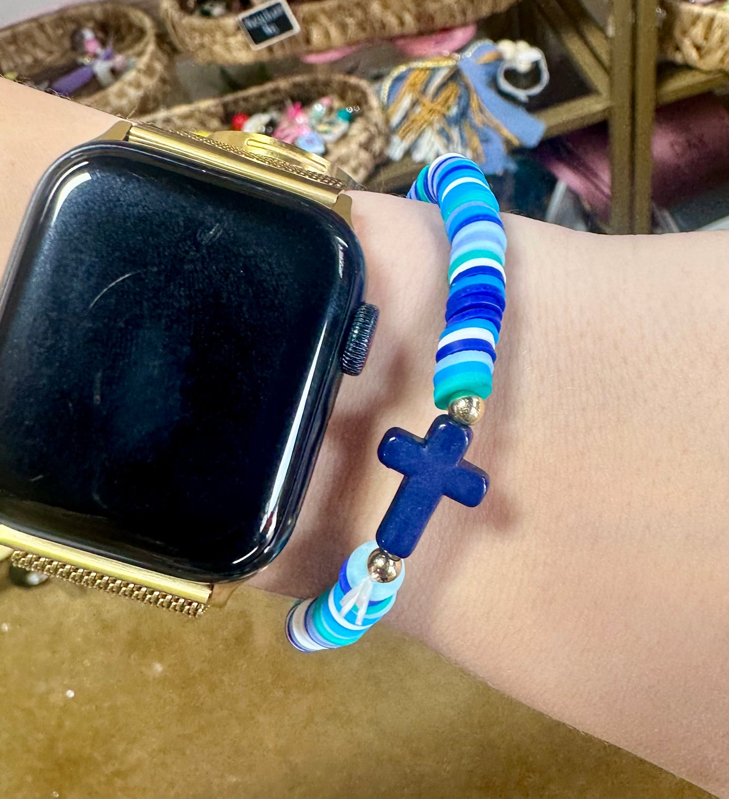 Cross bracelet navy
