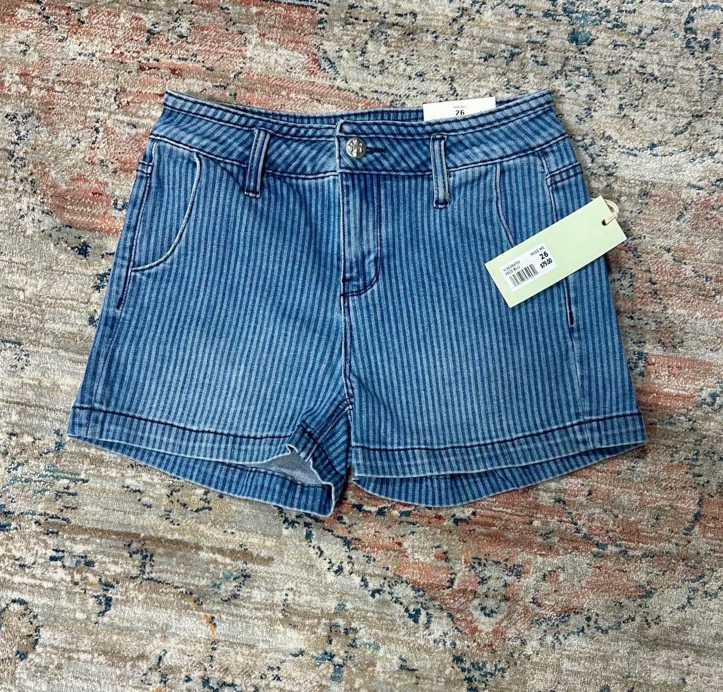 Miss Me Denim Stripe Shorts-NWT