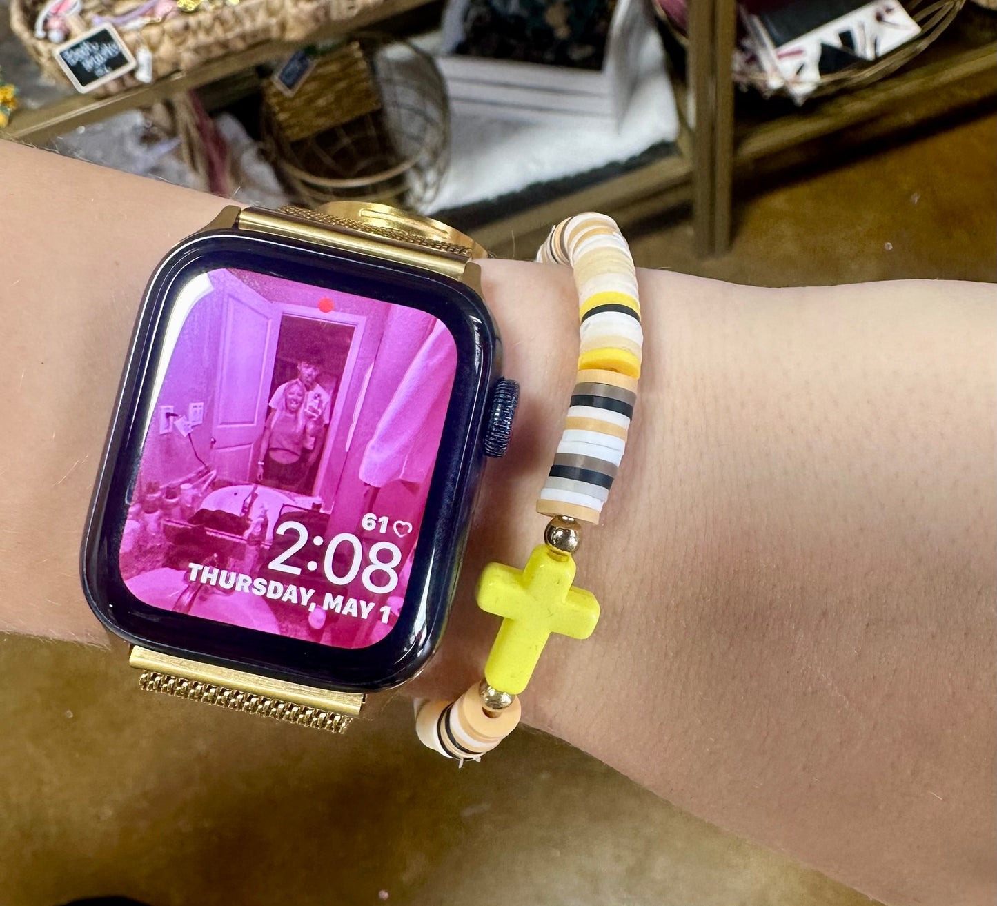 Cross bracelet bright yellow