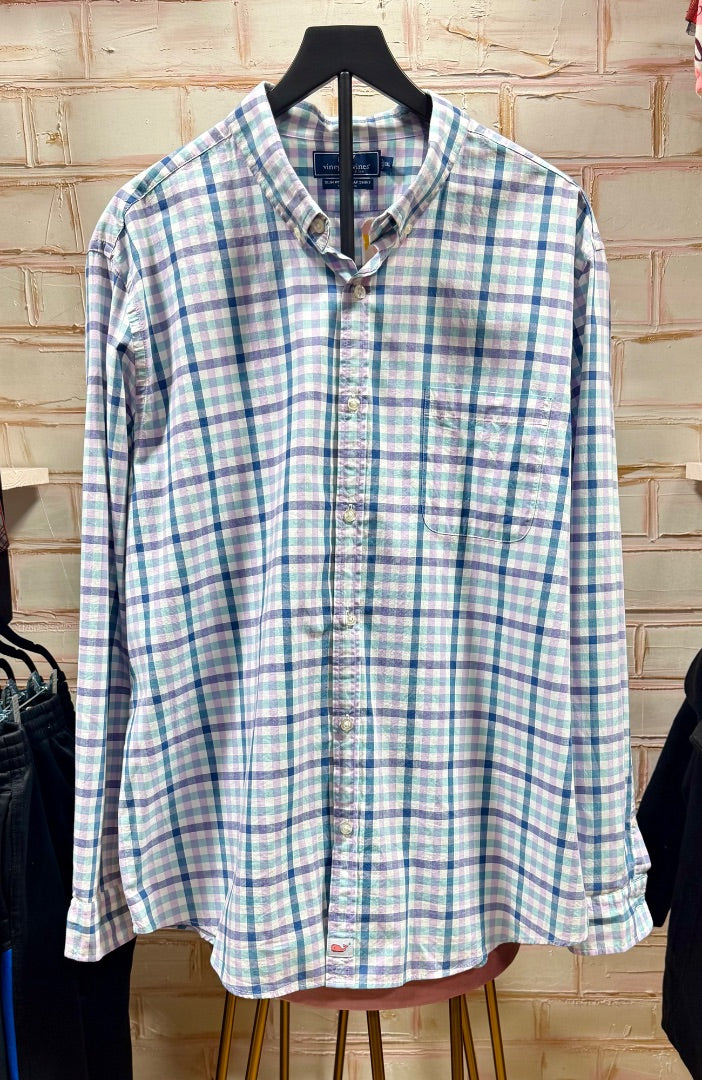 Navy/purple Plaid Vineyard Vines Shirt, 2X