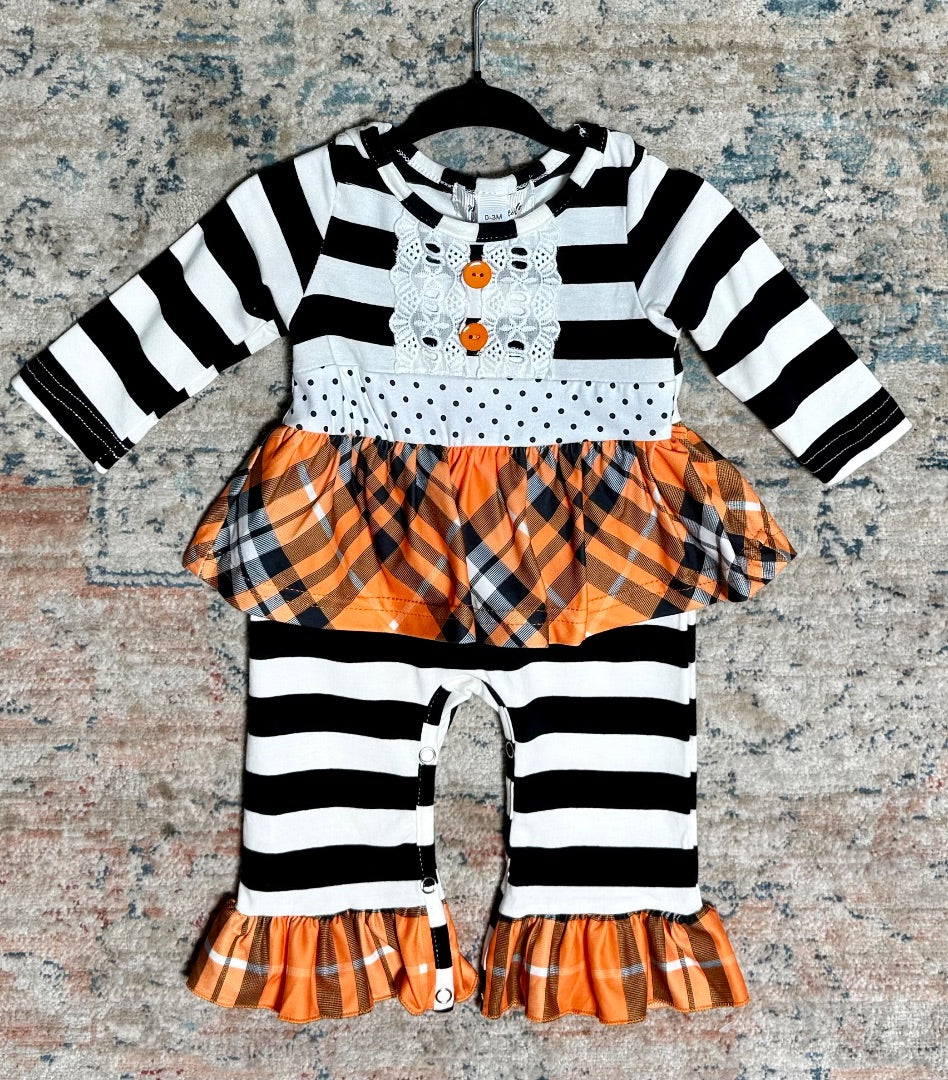 Black/white Marie Nicole Romper, 0-3m
