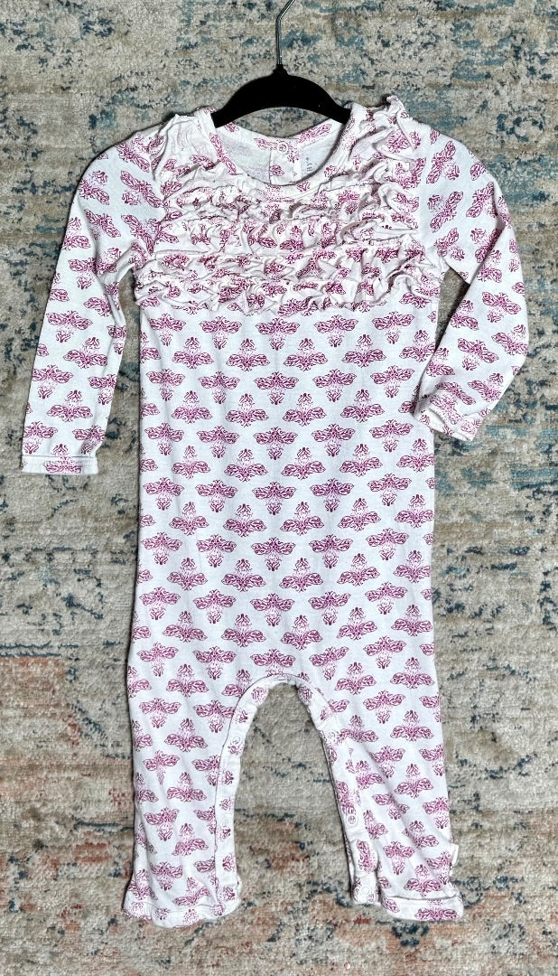 Dk purple/white Burts bees Onesie, 3-6m