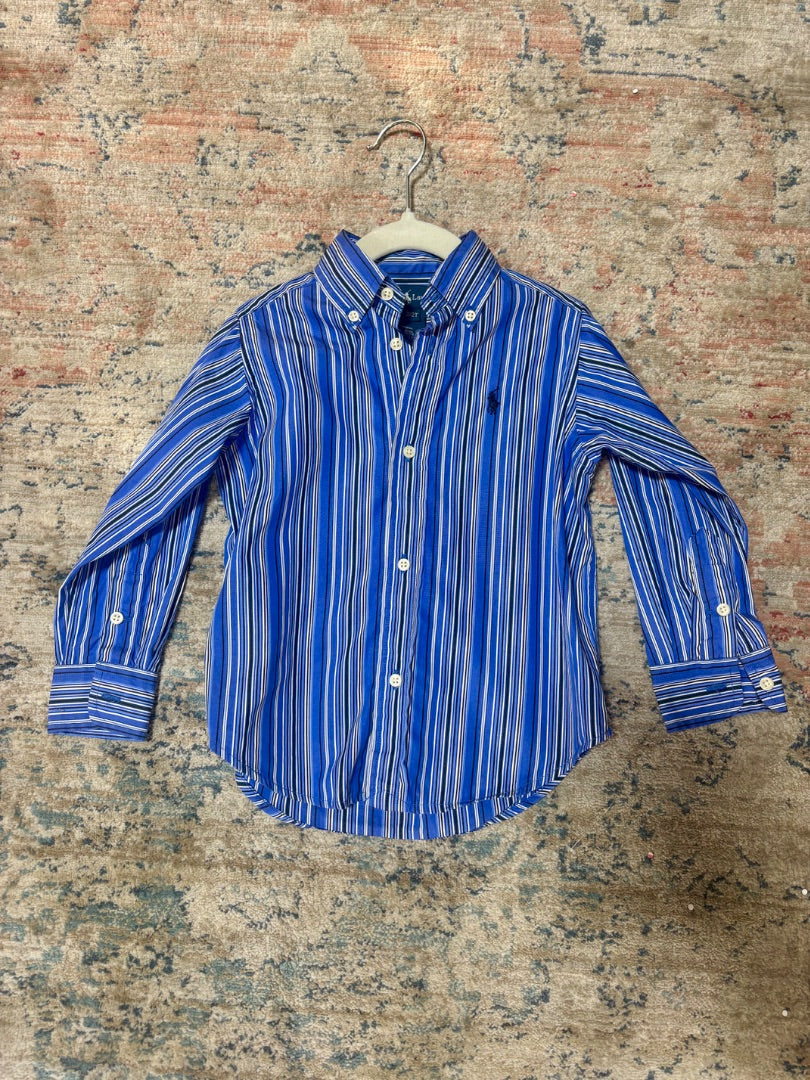 Blue Stripe Ralph Lauren Shirt, 2/2T