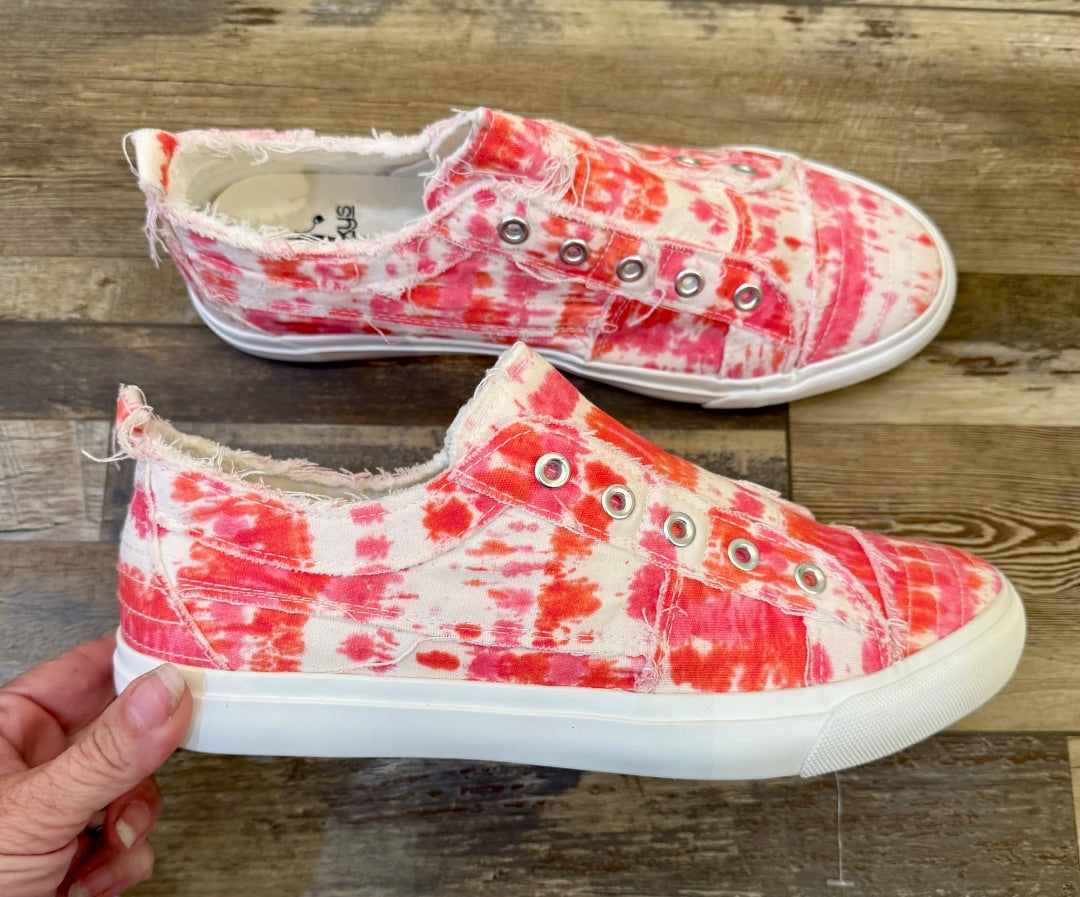 Pink tie dye Corkys Shoes, 10