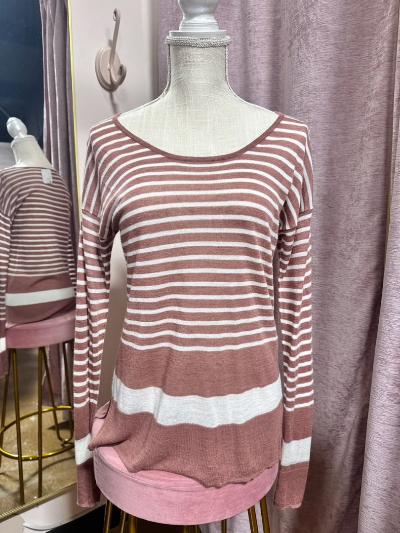 Mauve stripe Loft Top, M