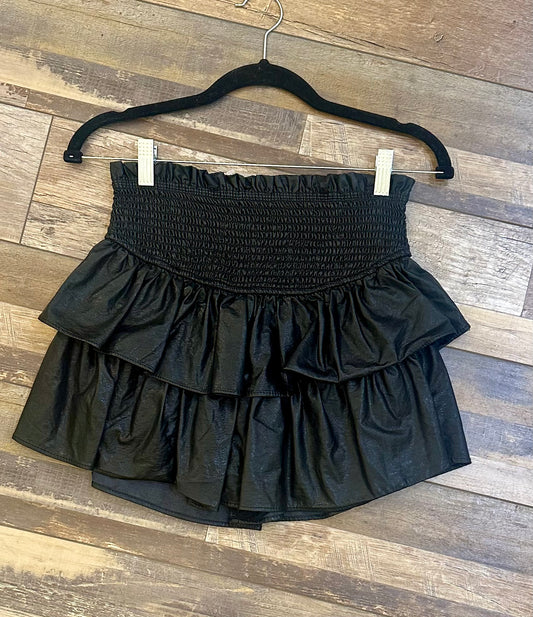Mustard Seed Black Leather Skirt Sz S