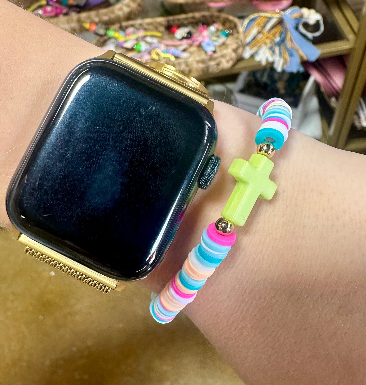 Cross bracelet lime