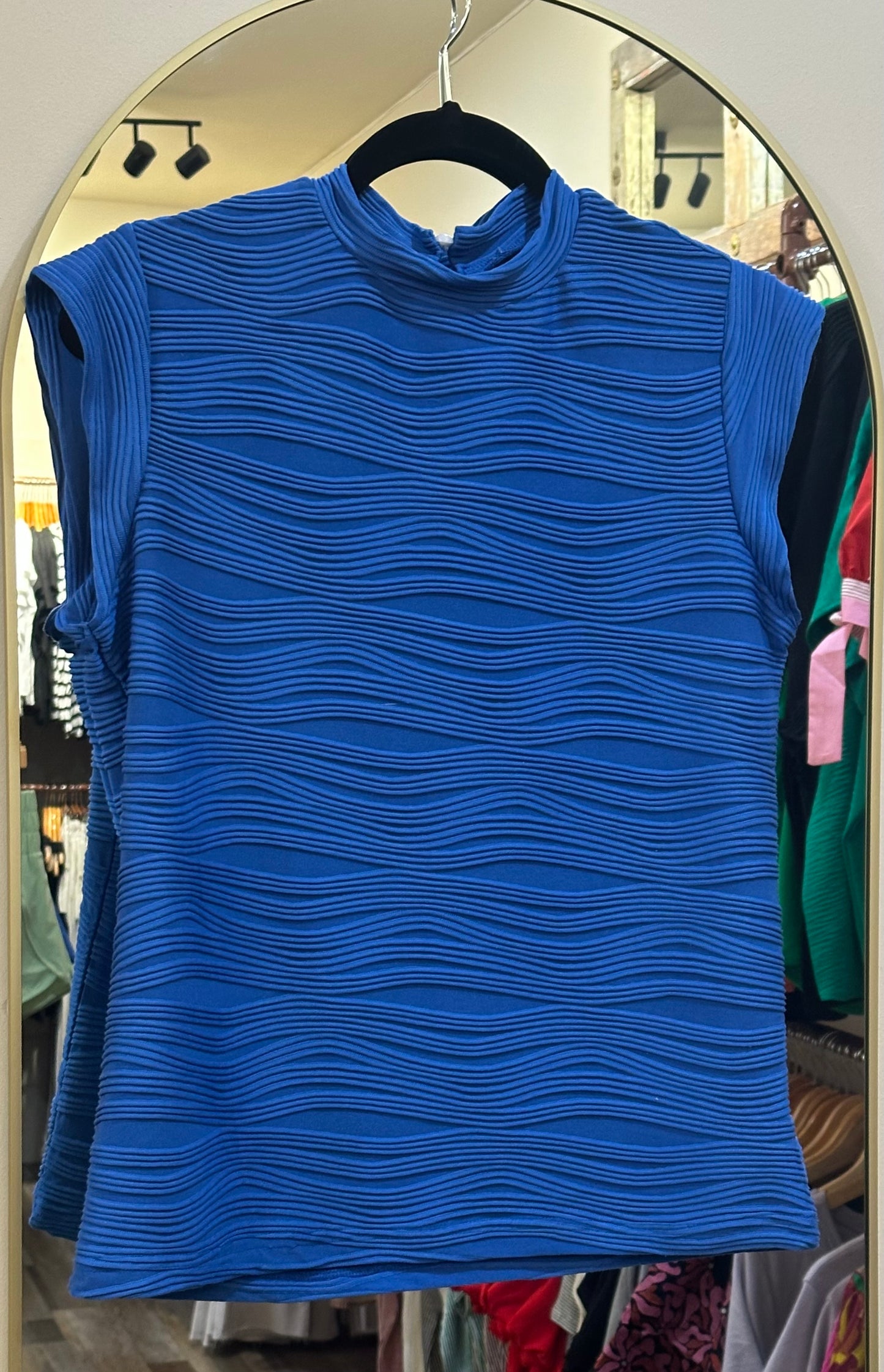 Blue Wave Rib Top Sz S