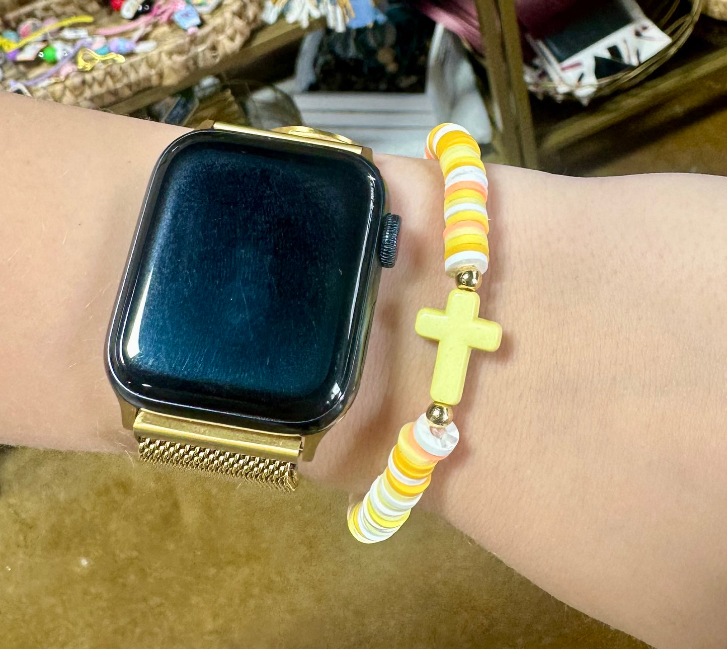 Cross bracelet yellow