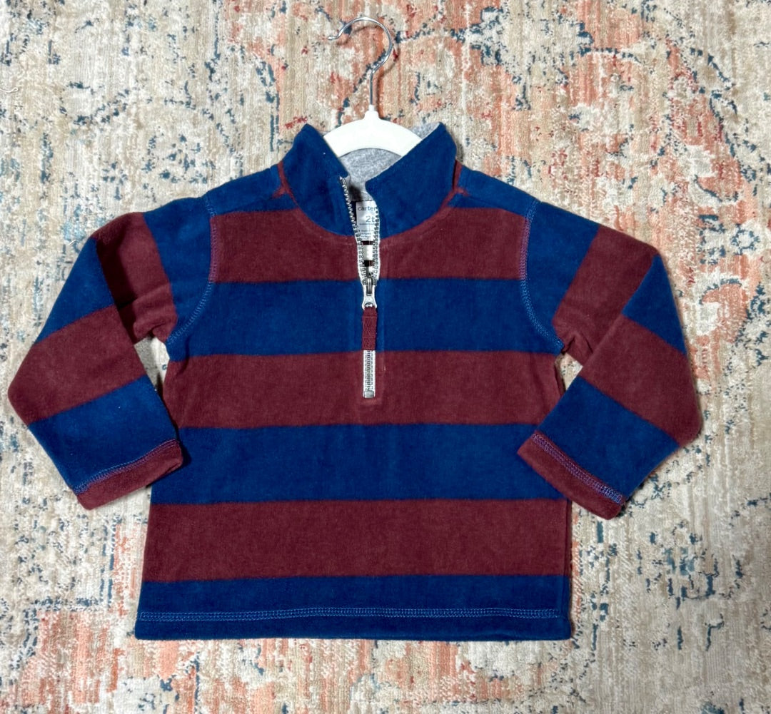 Navy/Maroon Stripe Carters Top, 2T