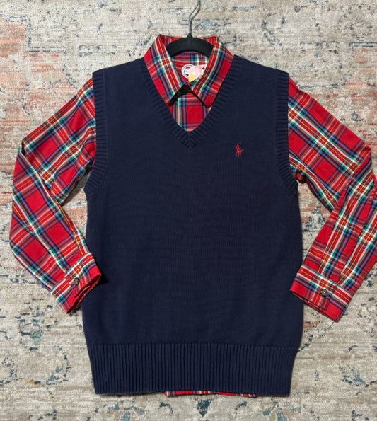 Navy polo Vest, YS
