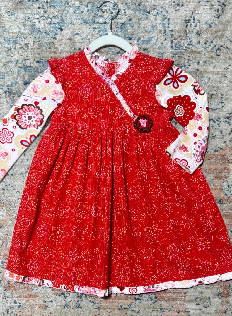 Red Multi Baby Nay Dress, 4T