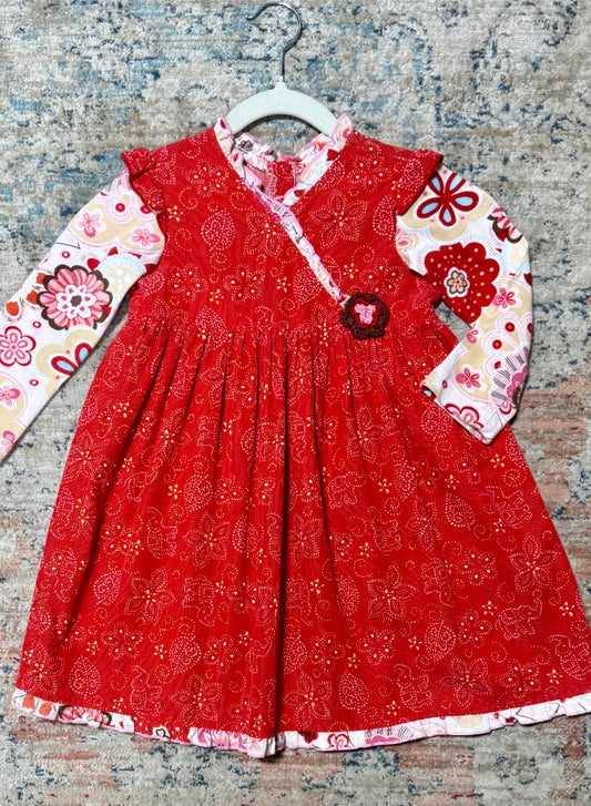 Red Multi Baby Nay Dress, 4T