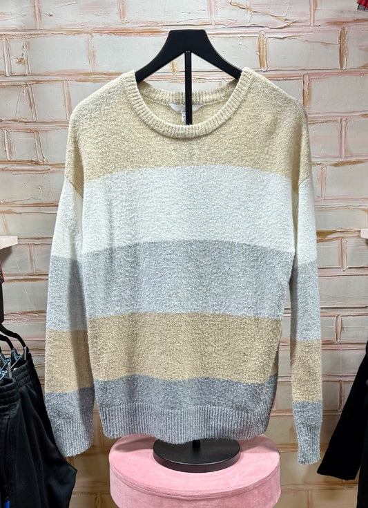 Tan/grey stripe Time and Tru Sweater, M