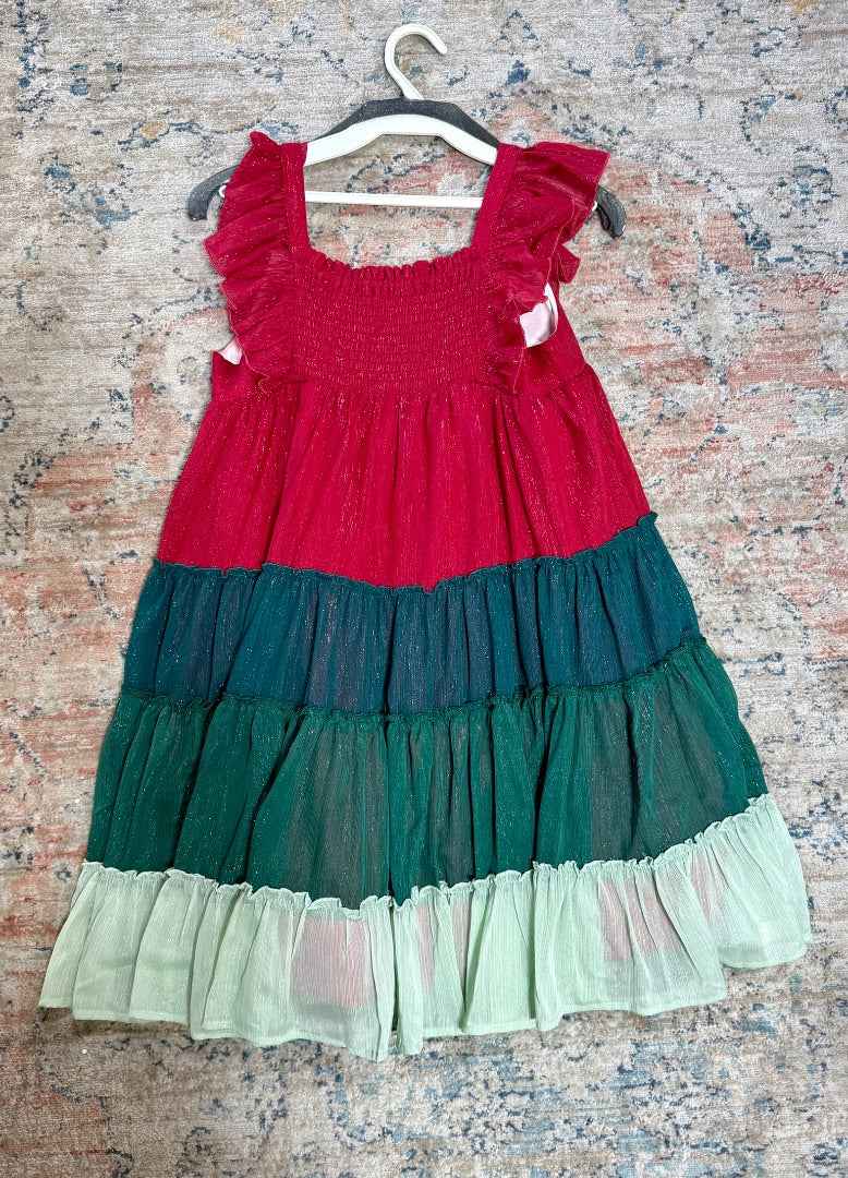 Red/Green Cheeky Plum Dress, 12Y