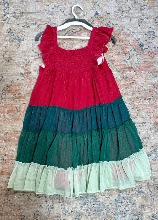 Red/Green Cheeky Plum Dress, 12Y