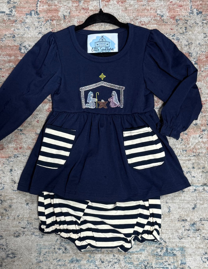 Navy Nativity Little Southern Sets, 6-12m