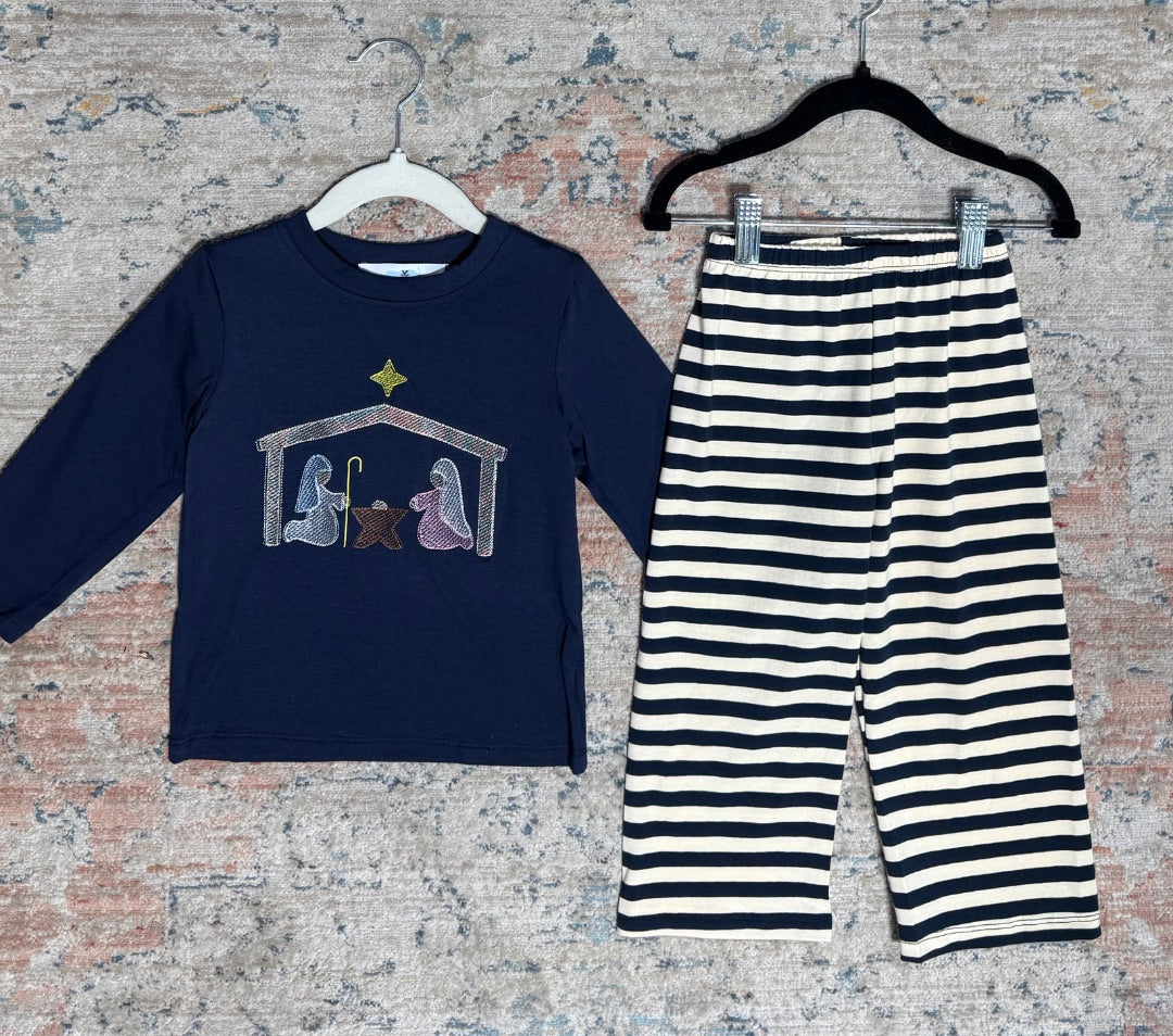 Navy Nativity Little Southern Sets, 2T