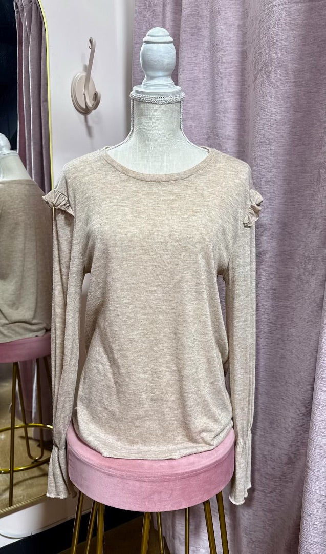 Taupe Listicle Top, L