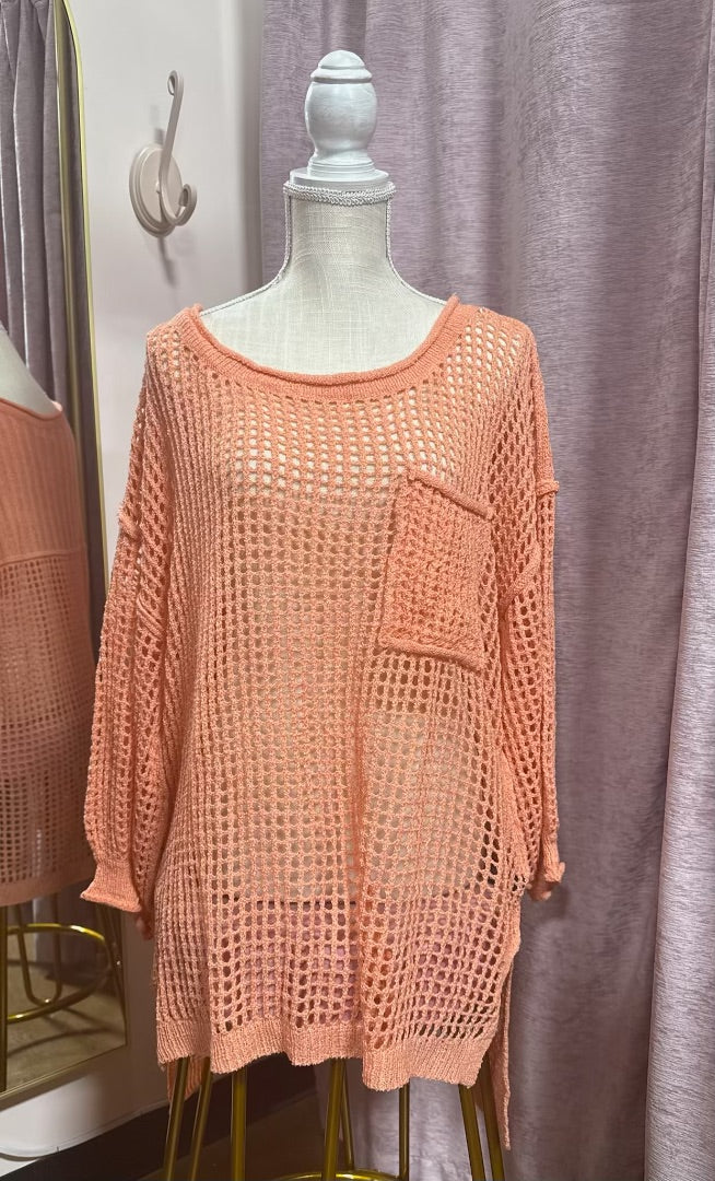 Orange POL Top, L
