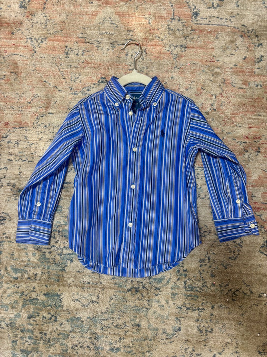 Blue Stripe Ralph Lauren Shirt, 2/2T