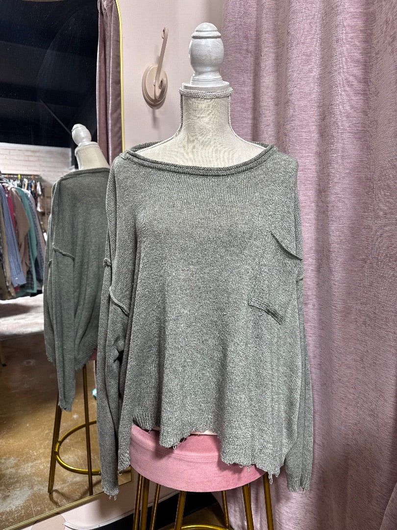 Gray Easel Sweater, L