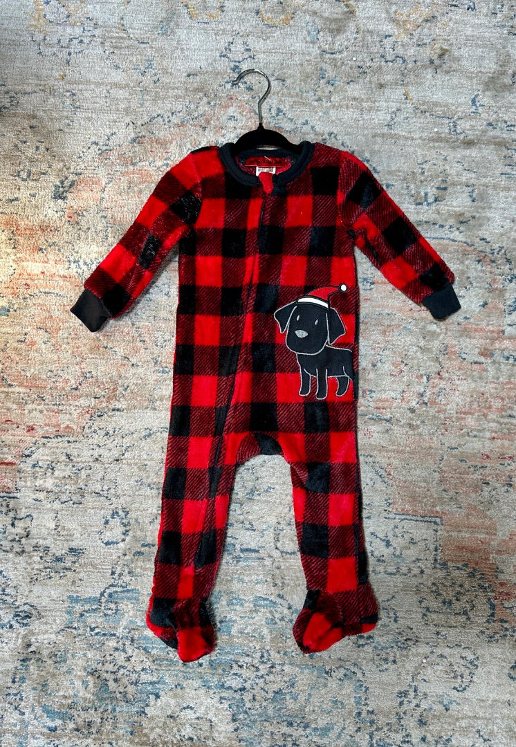 Red Plaid Holiday Fam Jam Sleeper, 12m