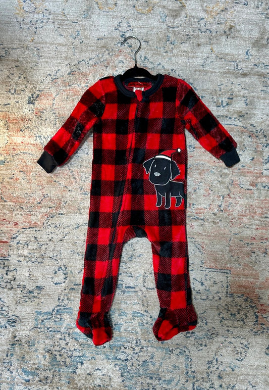 Red Plaid Holiday Fam Jam Sleeper, 12m