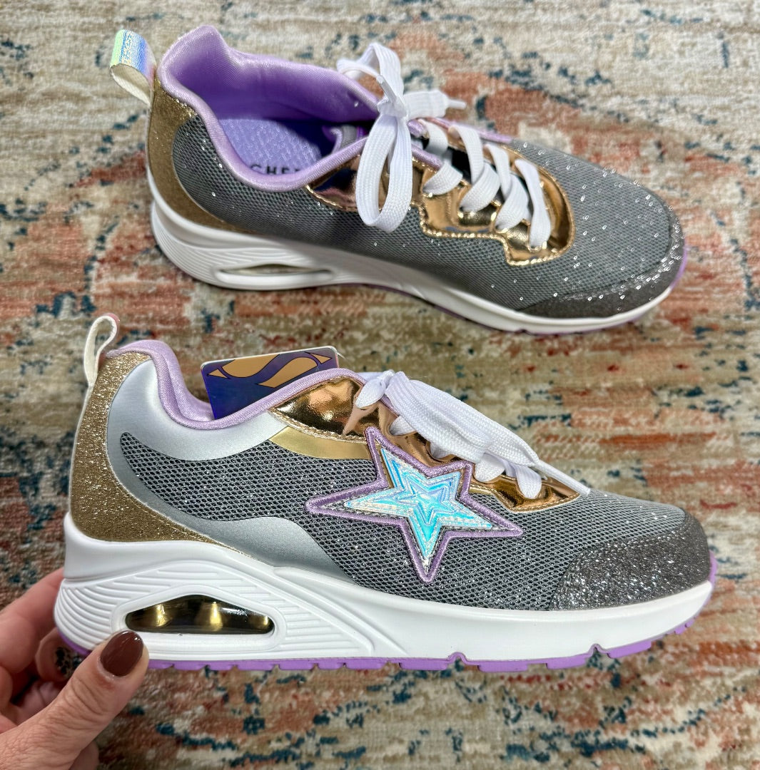 Purple/silver Sketchers Shoes, 4
